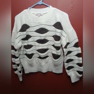 Nanette Lepore Brown and White Textured Sweater